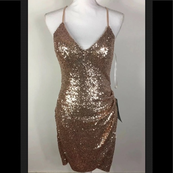 B.Smart Size 9 Cocktail sequin gold razor back - Picture 1 of 7